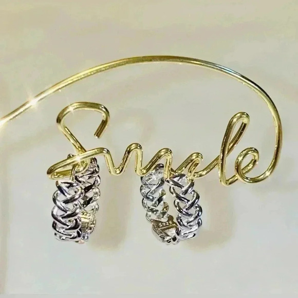 ๐ Braided Style๐ Sterling Silver Earrings Unisex ๐ - Picture 3 of 7